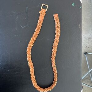 Braided Tan Leather Belt